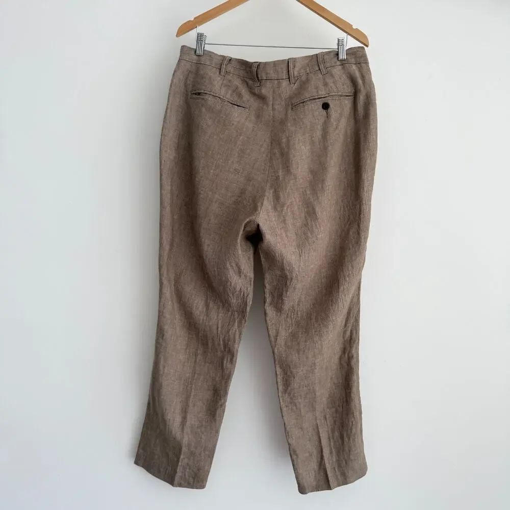 Orvis 100% Linen Pants Mens 36x29 Beige Khaki Trousers Minimalist Resort Wedding
